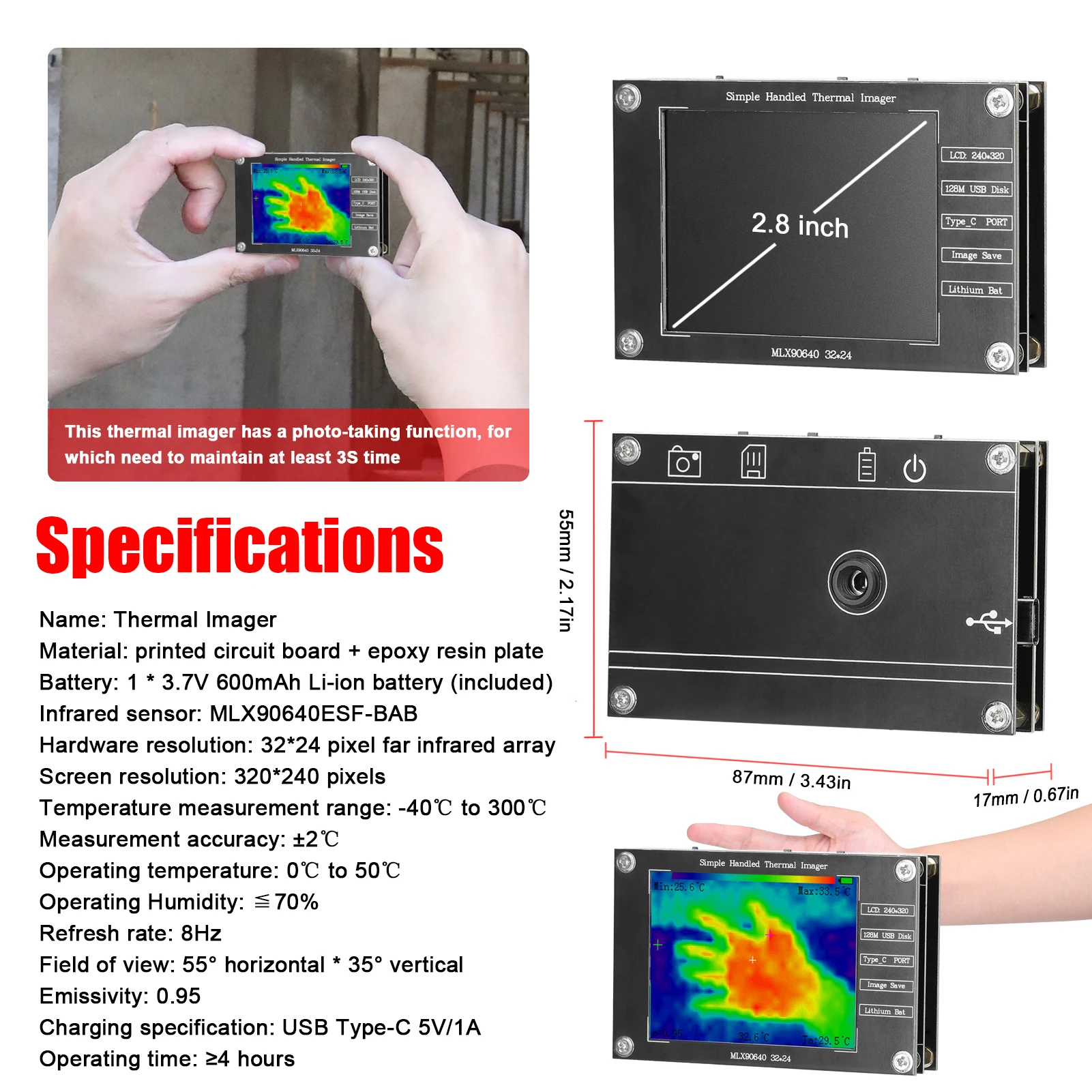 32*24 Thermal Imager -40℃ to 3 - Thermal Imaging Camera Pcb Repair 评论和价格